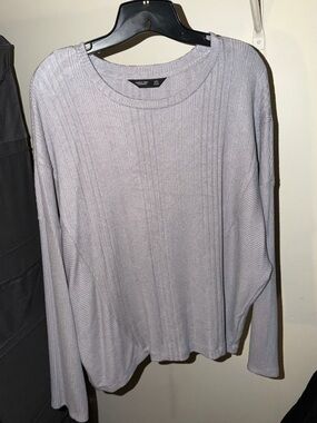 Simply Vera Vera Wang Light Gray Ribbed Crewneck Sweater